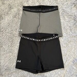 Under Armour Spandex Shorts Bundle Gray Black Womens Small Drifit Athletic Run